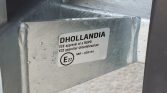 Underrun protection plate with a DHOLLANDIA label and ECE approval mark