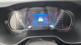 Digital car instrument cluster showing 0 km/h, gear in P, and a central blue-lane navigation view of the vehicle ahead/behind." (informative)