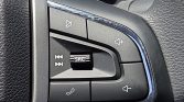 Steering wheel media controls: SRC button, volume up, track skip, mute, and phone call button.