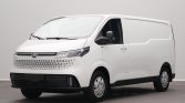 White cargo van in a three-quarter front view with black bumper and distinctive perforated grille.