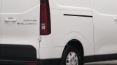 White Maxus eDeliver 7 van rear side, showing taillight and badge on the left panel.