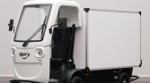 White compact delivery truck with a rectangular cargo box, front cabin, and windshield wipers; features a 'qarry' logo on the nose.