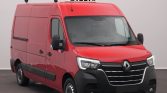 Red Renault cargo van parked indoors, with a roof-mounted cooling unit and black front bumper/grille.