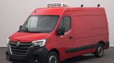 Red Renault refrigerated cargo van seen from the front-left, with a roof cooling unit and black bumper accents